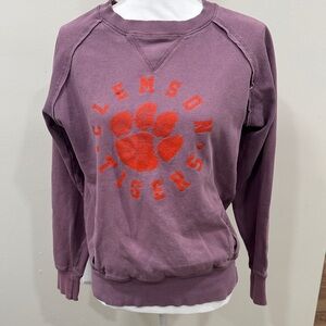 MV Sport Purple Clemson Tigers Crew Neck Sweater